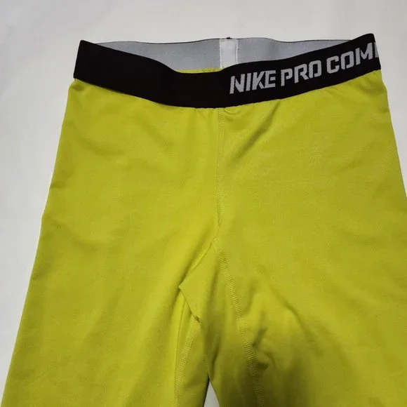 Nike Pro Combat Yellow Mid Rise Compression Capri - Picture 3 of 4